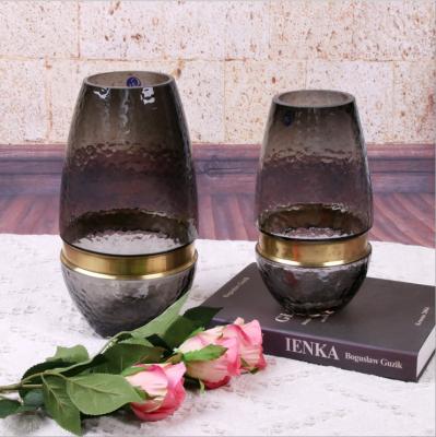 China Real Touch Nature Glass Vase Holders Black Glass Wedding And Flower Modern Crystal Vases Decorate for sale