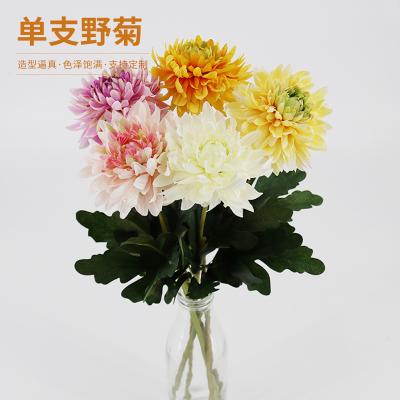 China Real touch nature sell hot silk multicolor artificial ball chrysanthemum fabric chrysanthemum interior decoration single main flower for sale