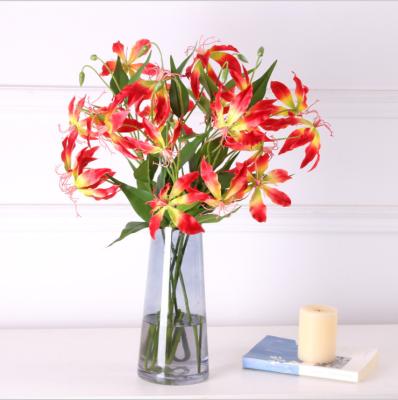 China Free Sample Real Touch Nature Real Touch Lily Artificial Greenish Lily Flower Red Spider Lily For Home Decoration for sale