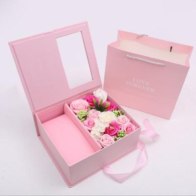 China Wholesale Touch Real Nature Artificial Flower Soap Best Gifts For Wedding Party High Quality Simulation Rose Flower With Gift Box for sale