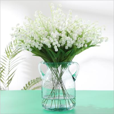 China Real Touch Artificial Real Nature Flowers Campanula Lily of the Valley Decorative Bouquet for Wedding Birthday Party Decoration DIY Home Decor for sale