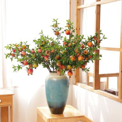 China Real Touch Real Nature Popular Artificial Mini Fruit Moss Fake Pomegranate Branch For Home Decoration for sale