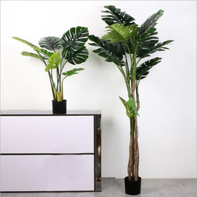 China Wholesale Real Touch Nature Big Leaf Plastic Green Curl Artificial Plant Tree for sale