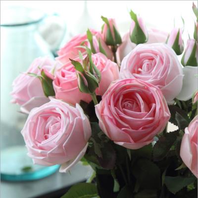 China Latest touch real nature design and high quality white artificial flower rose wholesale package for sale