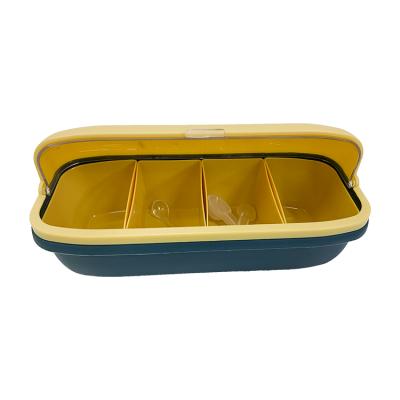 China Stainless steel 4 in 1 condiment box with lid, coffee box with different compartments, plastic condiment box removable condiment box for sale