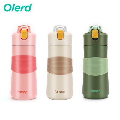 China 2022 NEW Business Stainless Steel Vacuum Thermos Flask Sports Portable Silicone Thermos Flask With Strap for sale