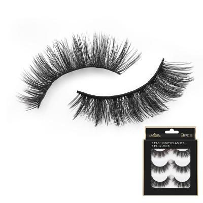 China 3d 15mm faux mink lashes natural fluffy private label synthetic silk lashes wholesale long lasting for sale