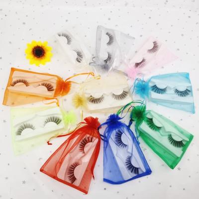 China Durable 25mm Colored Chemical Fiber Colored Eyelash Strips False Color Eyelashes Mink for sale