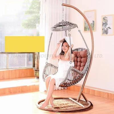 China Modern Steel Frame Rattan Cane Basket Swing Leisure Garden Hanging Chair for sale