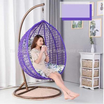 China Modern Outdoor Swing Chair Patio Swing Chair Rattan Wicker Basket Steel Swing Seat Furniture Outdoor Hanging Garden Swing Chair with Stand for sale