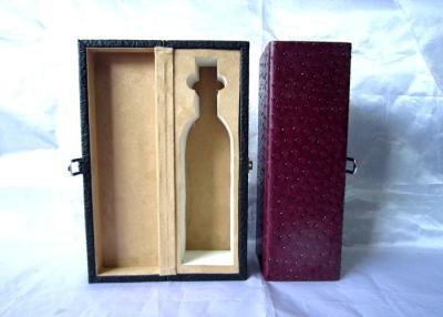 China Red Personalised Wooden Wine Box Handcrafted With Leather Cover , 350×112×115mm for sale