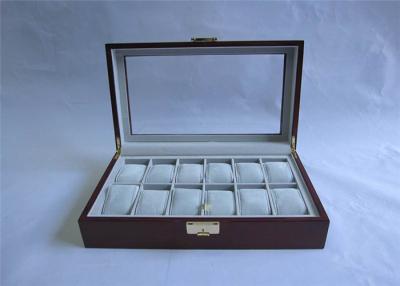 China Customized Solid Wooden Watch Boxes With Hinged Lid , Retro Style for sale