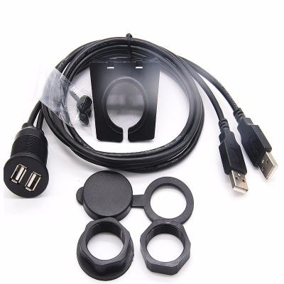 China Dash Mount Dual USB Extension Cable Compatible Auto Stereo Flush USB 2.0 for sale