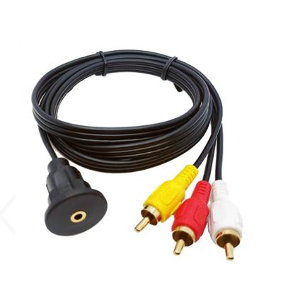 China MP3/MP4 Player Round Head Audio 3.5mm Female Input To 3rca Male RCA Cable For Professional Car Audio, Video for sale