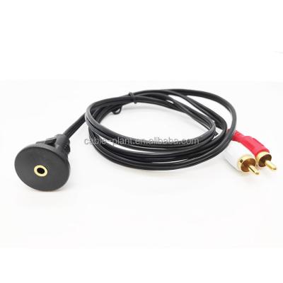 China Audio to male aux. 2RCA RCA Cable to DC3.5mm Audio Panel Mount Plug Flush Extension Cable for Car for sale