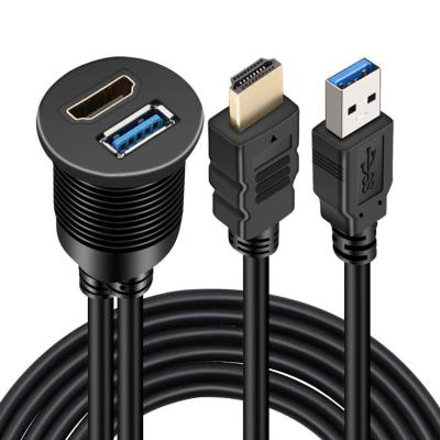 China MP3/MP4 Dual USB 3.0 HD 4K Player Access Car Wheel Motorcycle Dash Panel Waterproof Data Cable 2meter/6FT for sale