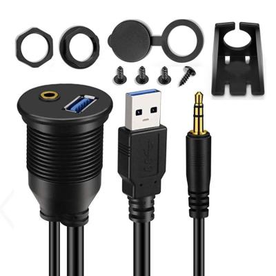 China 3.5mm to Type-C Car Audio 2M USB Mount Cable - USB Aux Mount Dash Panel Mount Flush Cable. 3.0 and 3.5mm extension cord for car boat, motorcycle for sale