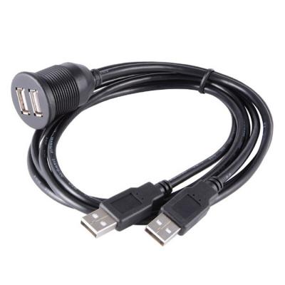 China Regular Usb 2.0 Cell Phone Cables Dual Panel Mount Usb2.0 Cable Dual Usb Extension Cable Embedded In Furniture Or Other Home Audio for sale