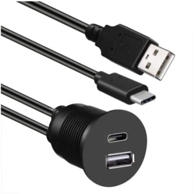 China 2 in 1 2 in 1 Combination Fast Charging USB Cable TypeC2.0 Flush Mount and Male Female 2.0 USB Cable for Iphone Android etc. for sale