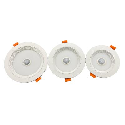 China Modern 5w 7w 9w Smart Downlight Recessed Round PIR Motion Sensor Down Lights Led Ceiling Light Hotel for sale