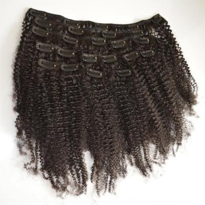 China Pure Original Natural Afro Curly Virgin Hair Clip In Hair Extensions 100% Hair for sale