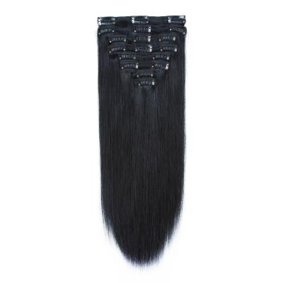 China Pure Original Natural Indian Silky Straight Virgin Hair Clip In Hair Extension for sale