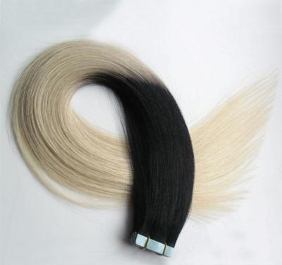 China Ombre Silky Straight Human Hair Virgin Straight Wave Tape In Hair Extensions Russian Hair for sale