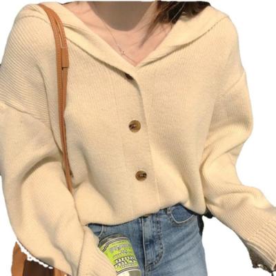 China Autumn new women's anti-wrinkle and navy spring collar cardigan fashion all-match apricot sweater long-sleeved coat for sale