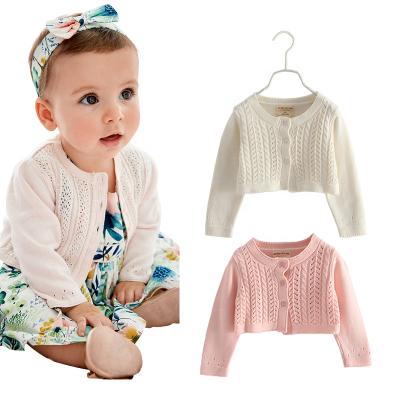 China 2022 Anti-Shrink Spring New Autumn Hollow Out Kids Girls Baby Knitted Sweater Toddler Cardigan for sale