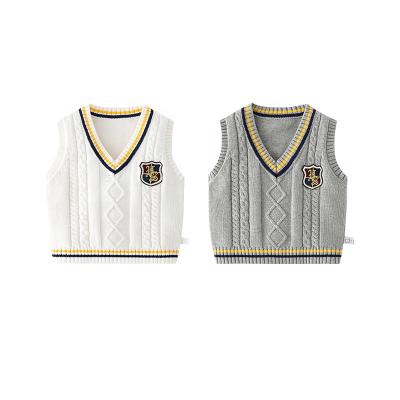 China 2022 Anti-Shrink New Design Autumn Boys Sweater Vest England Style Pullover V-Neck Knitted For Children for sale