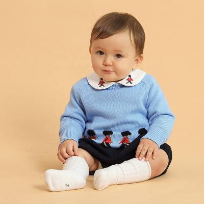 China Factory Wholesale Toddler Knitted Soldier Embroidery Pullover Tops Infant Knitwear Baby Boy Sweaters Factory Wholesale Anti Shrink Clothes Ready To Ship for sale