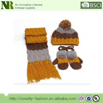 China Comfortable Wholesale Popular Fashion Designs Hot Soft Girl's Hat Gloves Scarves for sale