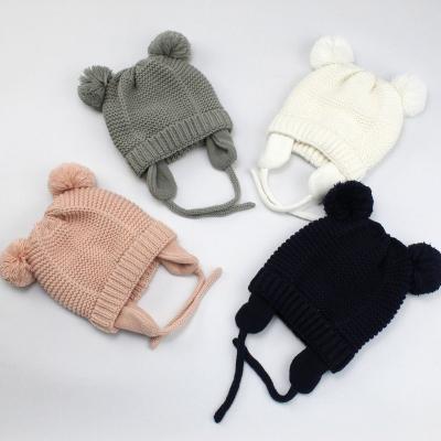 China 100% cotton 2020 new styles knitting baby hat tie caps for kids for sale