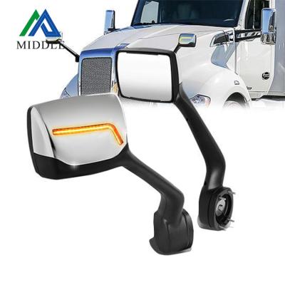 China New Aftermarket PLASTIC Door Mirror Side Mirror With LED Turn Signal For Kenworth 2011-2021 T680 Peterbilt 2013-2021 579 587 for sale