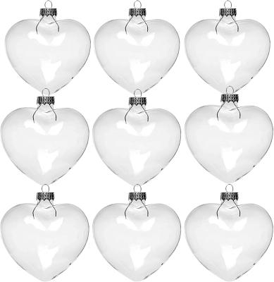 China Christmas Gifts and Holiday Decorations 6cm Glass Heart DIY Holiday Decorations 6cm Clear Glass Heart Christmas Tree Family Party Decoration Clear Glass Heart for sale