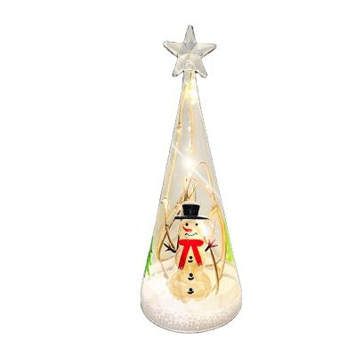 China Christmas Gifts and Holiday Decorations LED Christmas Decoration Desktop Glass Christmas Tree for sale