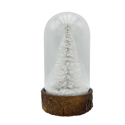 China Europe Christmas Tree LED White Glass Dome Christmas Gift Home Decoration For Sale for sale