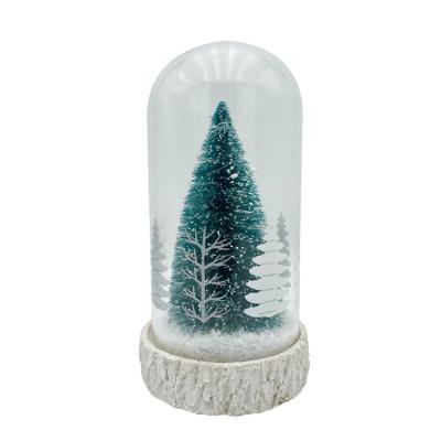 China Wholesale Christmas Gifts LED Small Glass Dome Europe Christmas Forest Snow View White Christmas Tree for sale