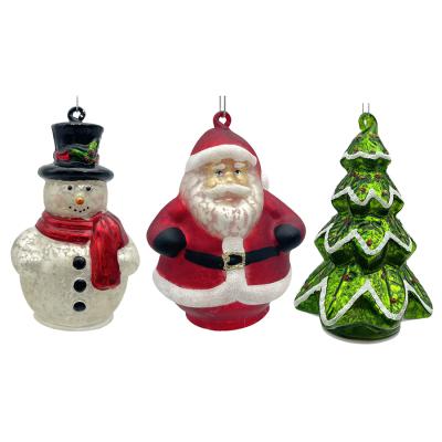 China Christmas Gifts and Holiday Decorations Lead Glass Christmas Tree Santa Claus Snowman Ornament Holiday Party Table Ornaments for sale