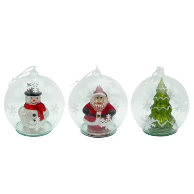 China Christmas Gifts and Holiday Decorations 12cm LED Spherical Glass Ball Christmas Table Ornaments for sale