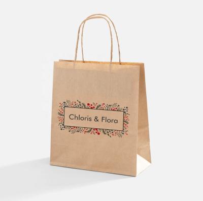 China Recycled Kraft Paper Bag Custom Materials Logo White Paper Shopping Bags For Food Caterer for sale