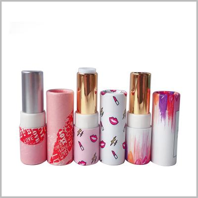 China Recycled Materials Wholalse Gold Tube Paper Box For Empty Custom Cylinder Lipstick Cosmetic Packaging for sale