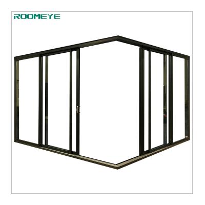 China Sliding Double Glazing Aluminum Corner Sliding Door for sale