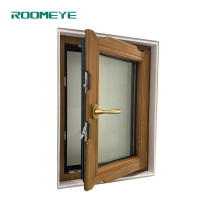 China Aluminum Clad Folding Window Timber Window Curtains Wood Screen Tilt Tower Windows With Grills Design for sale