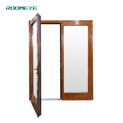 China Wood French Doors Insulation Patio Energy Saving Aluminum Clad Glazing Glass Door for sale