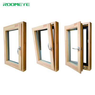 China Magnetic Screen ROOMEYE Outdoor Aluminum Wooden Casement Frame Window for sale