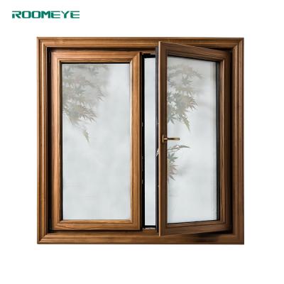 China Folding Aluminum Wooden Screen Covering Double Casement Window for sale