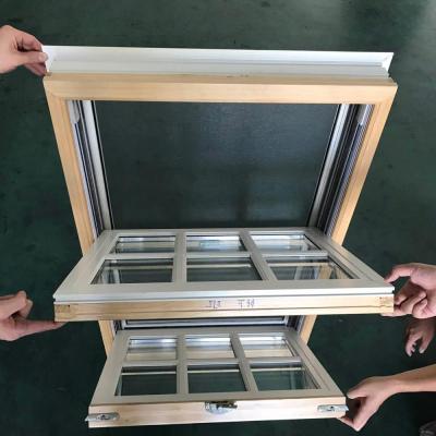 China Newly Design Top Quality American Style Wooden Double Hung Swing Windows for sale