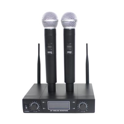 China 610158 Mini UHF Dual Channel Professional Handheld Radio Karaoke Microphone and 610158 Studio Audio Microphone for sale