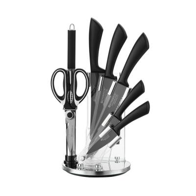 China Sustainable Promotional Custom Cheap 8 Pieces Black Kitchen Knife Set Stainless Steel Design for sale